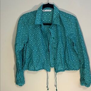 Zara Turquoise Patterned Shirt